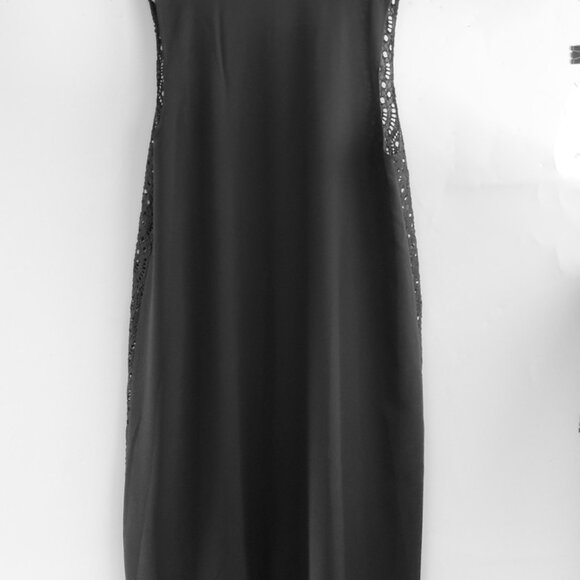 NEW Black Needle Lace LONG VEST with Chiffon Back, US XL, 46 - Picture 12 of 13